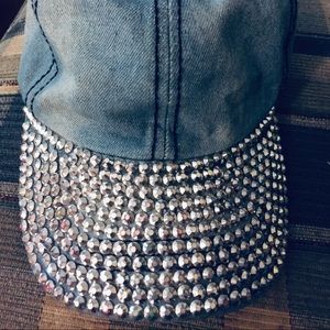 Denim bling hat baseball cap GUC! Adjustable